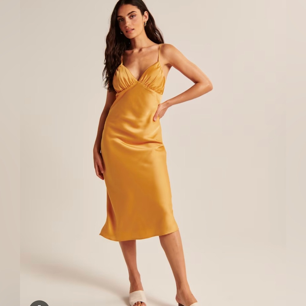 Abercrombie yellow satin dress